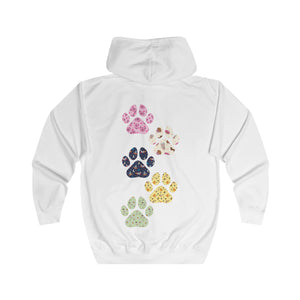 Pet Lovers Unisex Full Zip Hoodie with Paw Print Design
