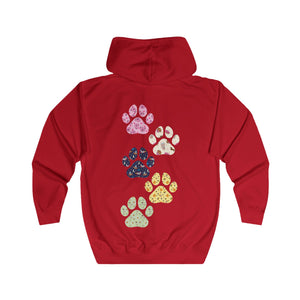Pet Lovers Unisex Full Zip Hoodie with Paw Print Design