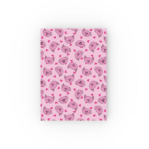 Hardback Journal - Piggy Passion Pink A5 Notebook - Blank - FROG DOG CO.