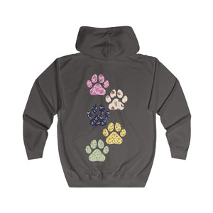 Pet Lovers Unisex Full Zip Hoodie with Paw Print Design