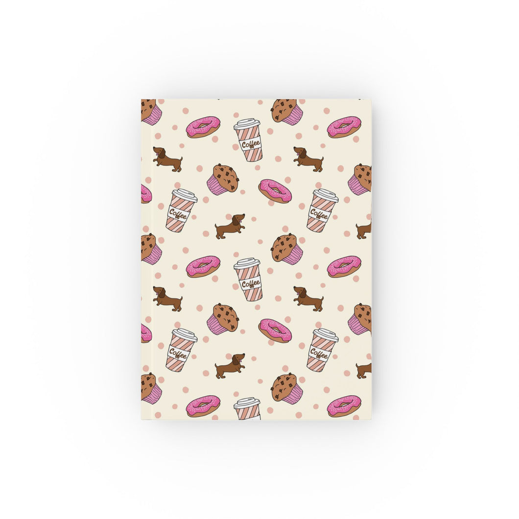 Journal Hardback  - Puppaccino Cream and Pink A5 - Blank - FROG DOG CO.