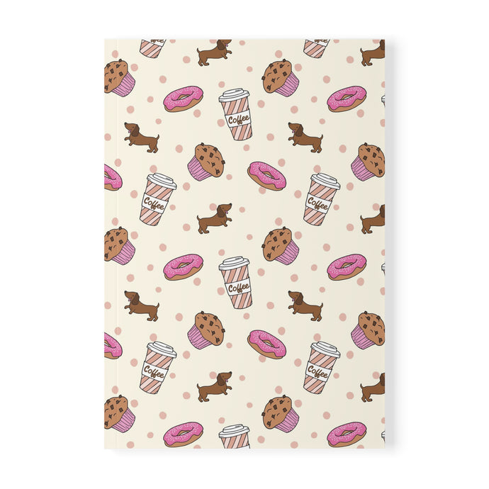 Journal Paperback Puppaccino Cream and Pink Notebook A - Lined5 - FROG DOG CO.